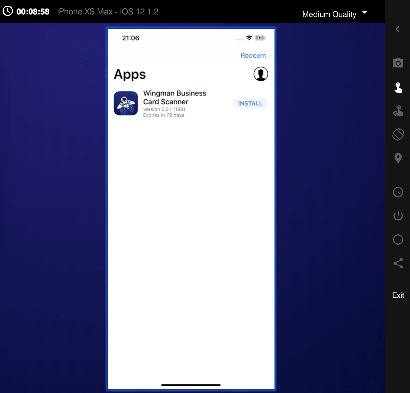 Image of installing wingman buisness card scanner on IOS