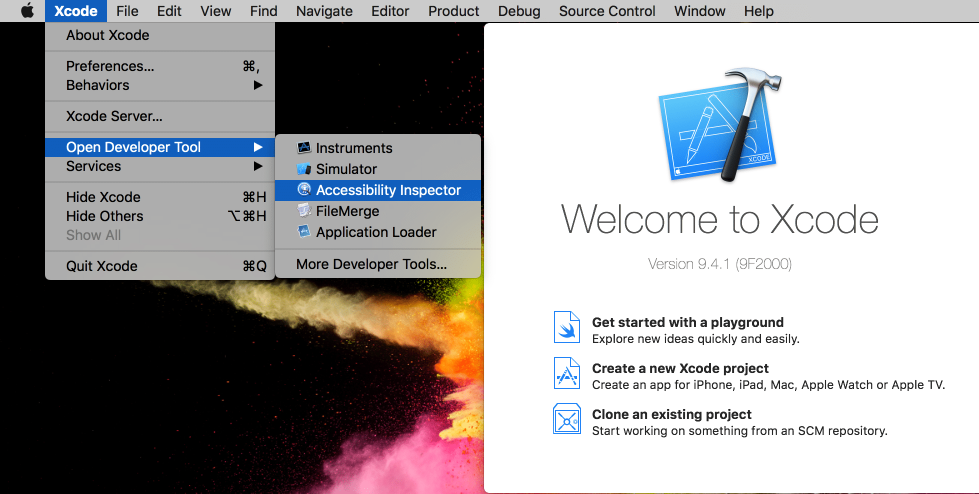 Image of accessibility inspector Xcode