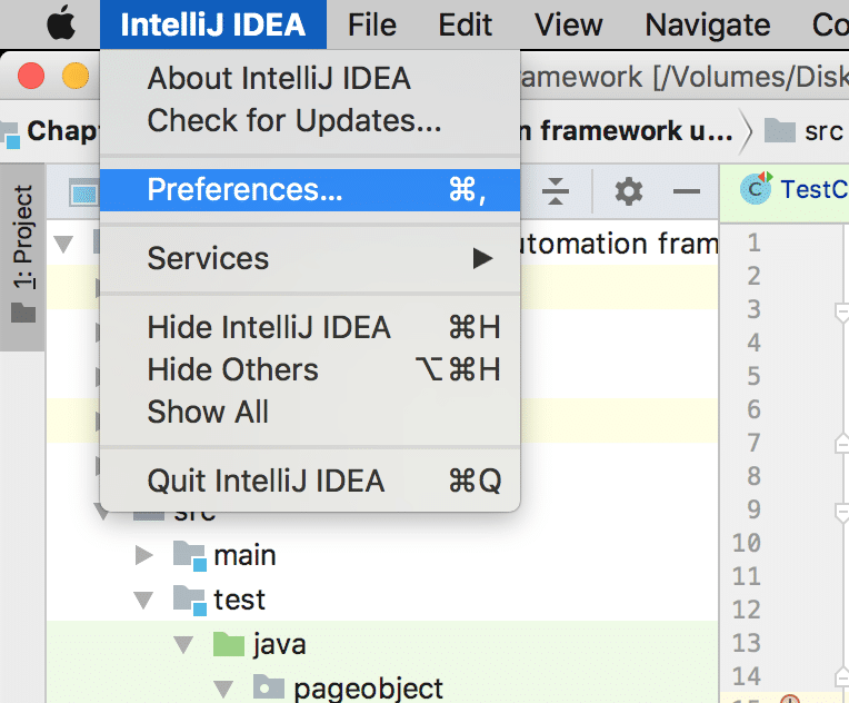 Open preferences image