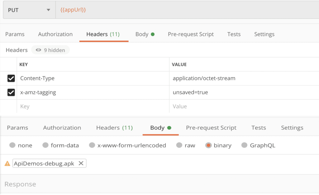 Screen shot of output of the kobiton request