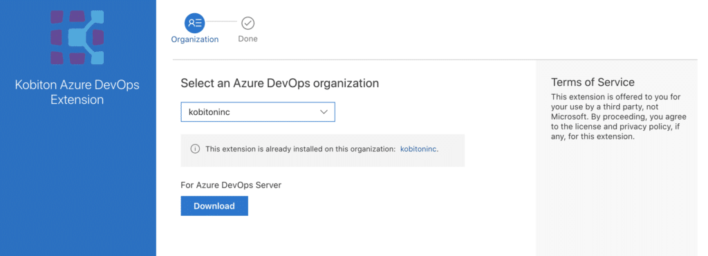 Image of installing Kobiton Azure DevOps