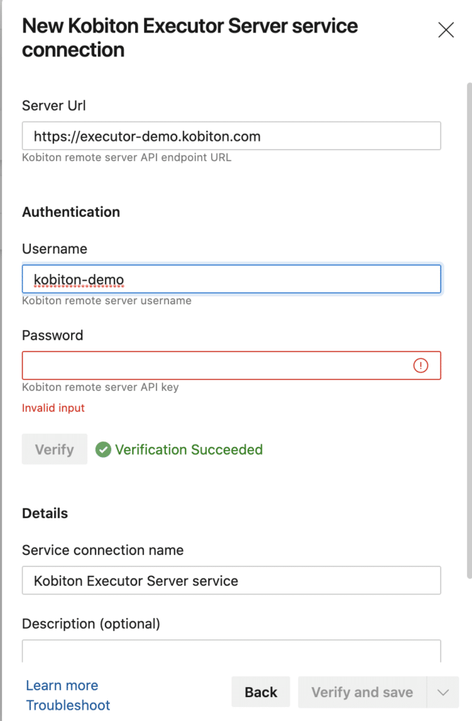 Image of setting kobiton server password