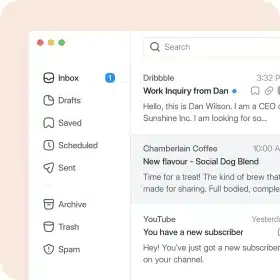 Screen shot of mobile development misson emails