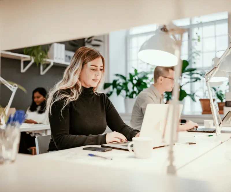Female employee investigating Kobiton advantages