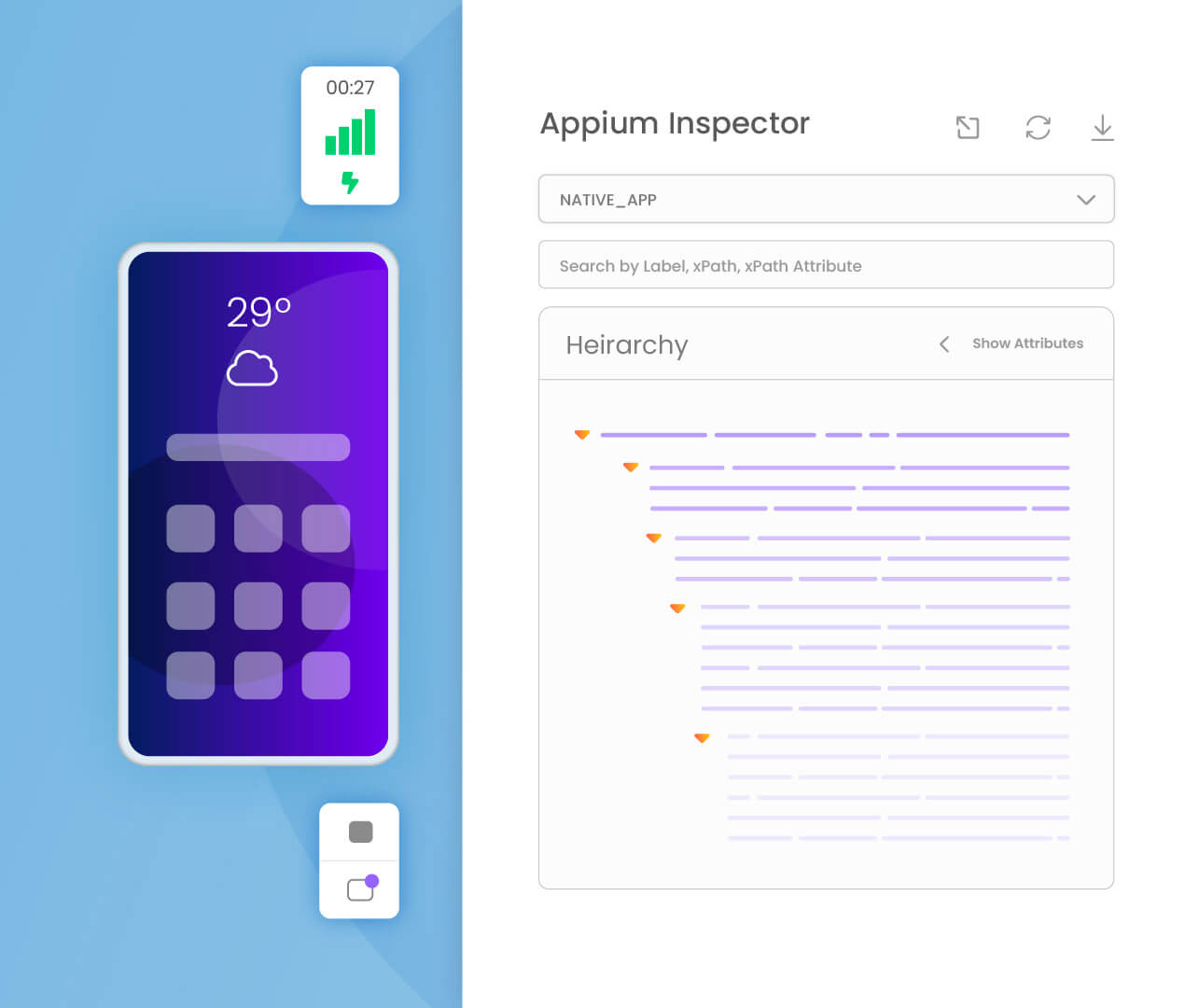 Illustration of Appium inspector heirarchy