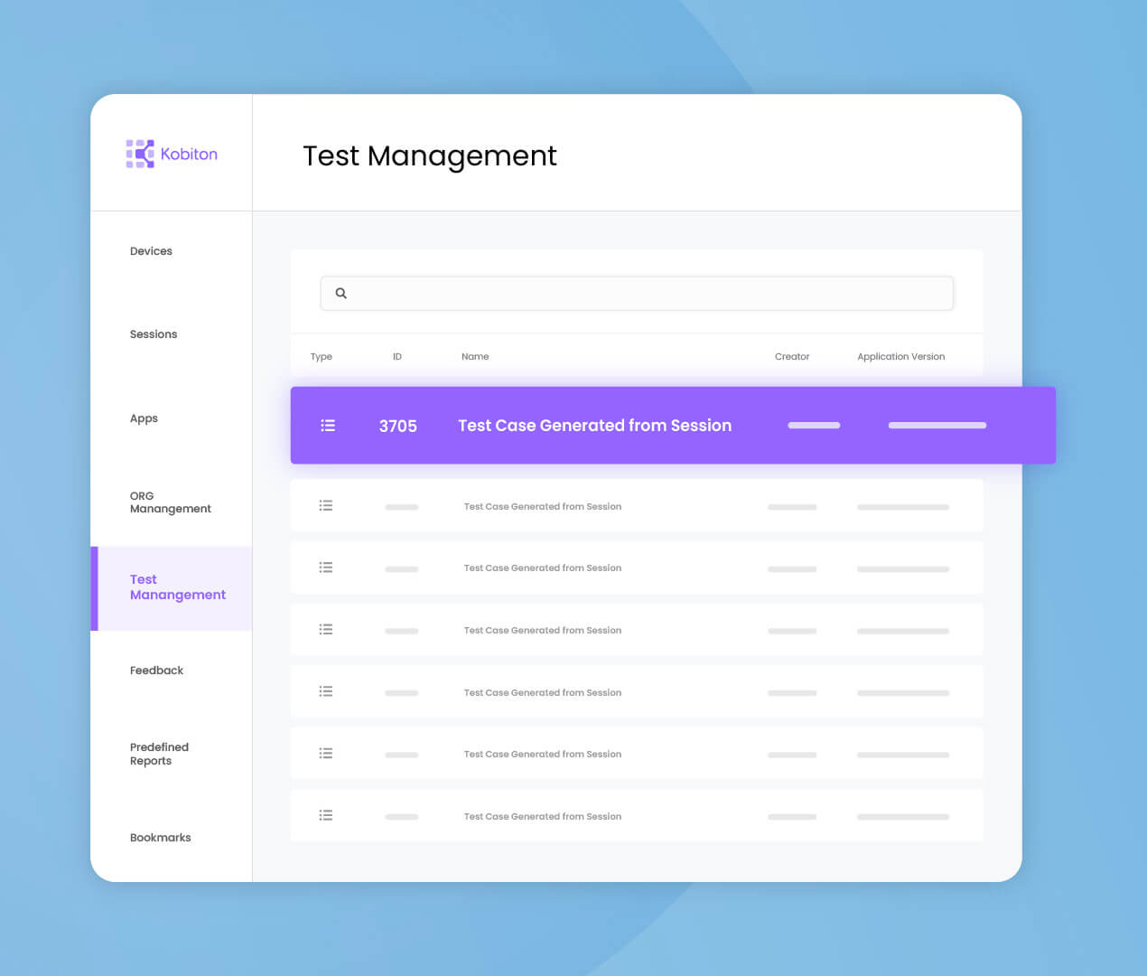 Illustration of test case generated from session