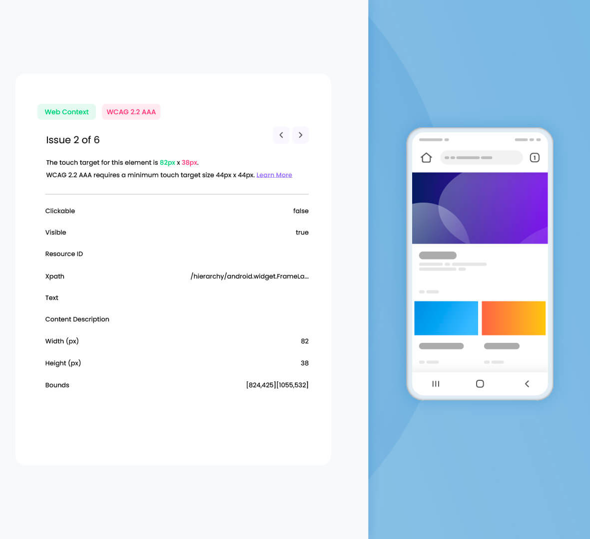 Illustration of mobile accessiblity testing touch target