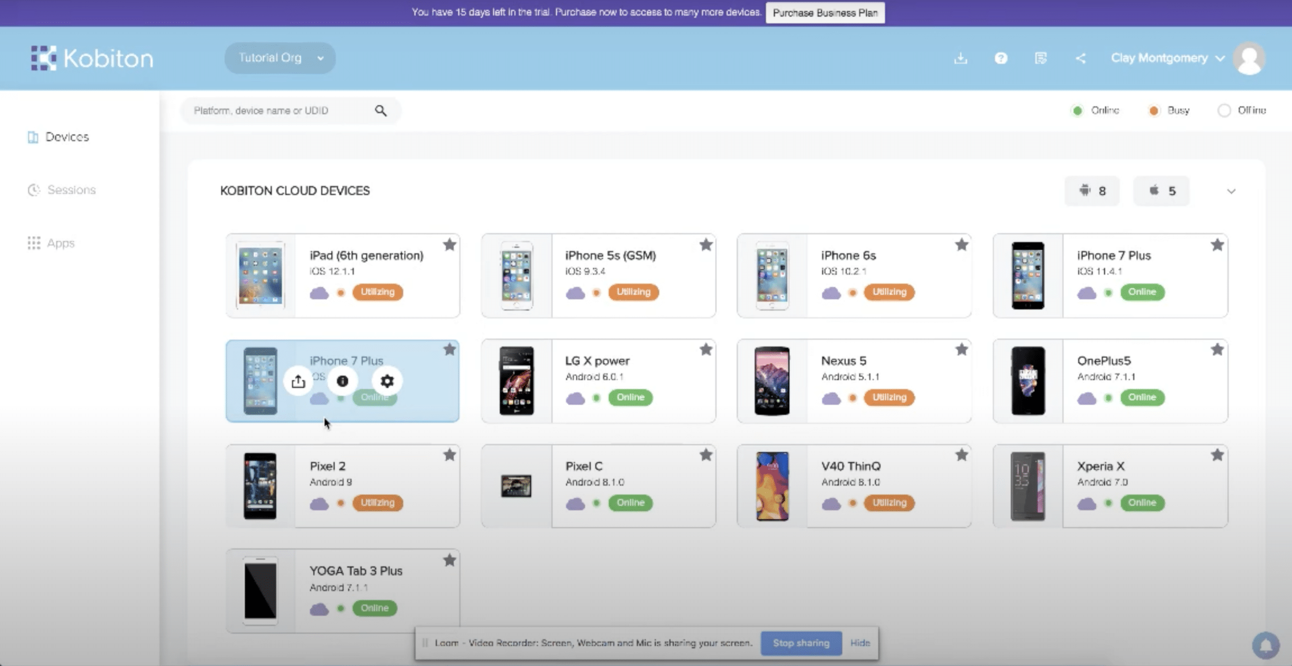 Process of adding users on Kobiton platform to manage mobile testing