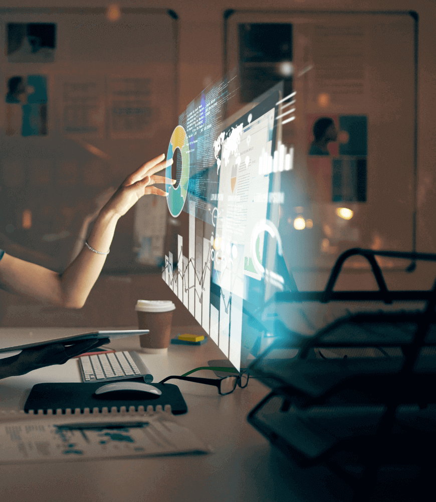 Image of a desktop computer projecting images