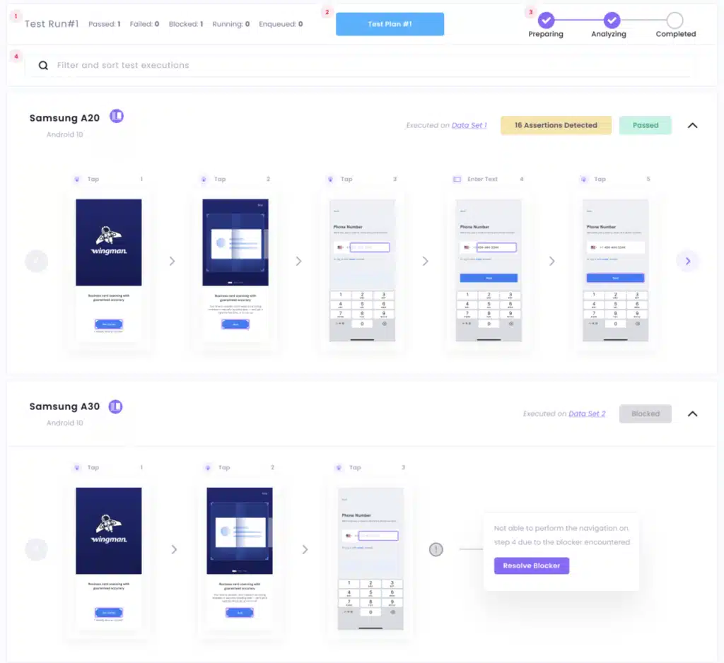 Screen shot demonstrating session snapshots