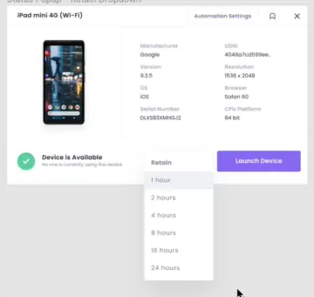 screen shot of soft booking for private devices