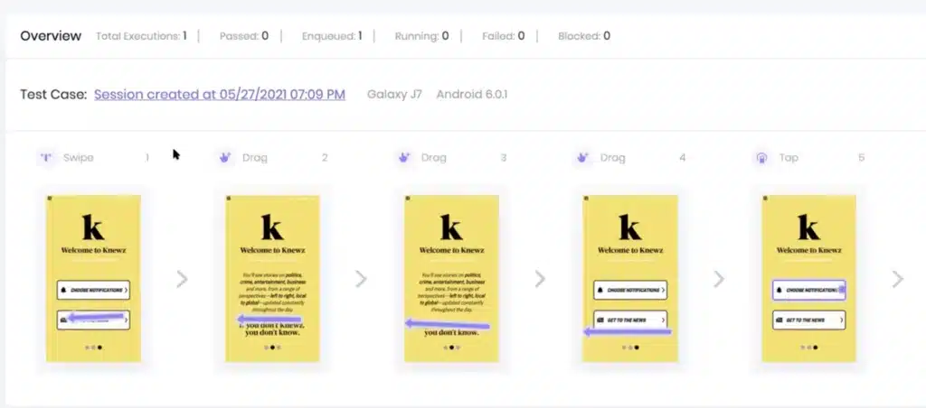 screen shot of a session snapshot