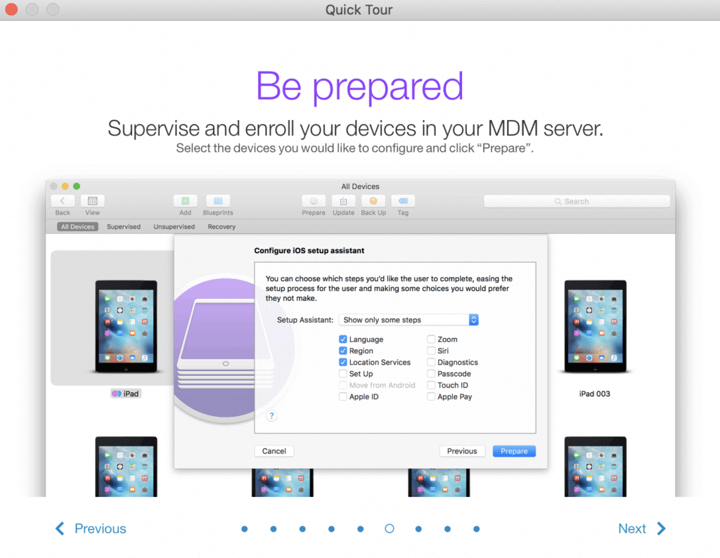 Screen shot of enrolling devices in MDM server
