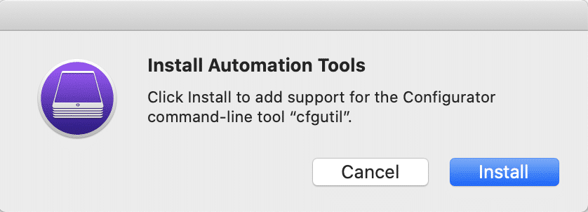 Screen shot of install button