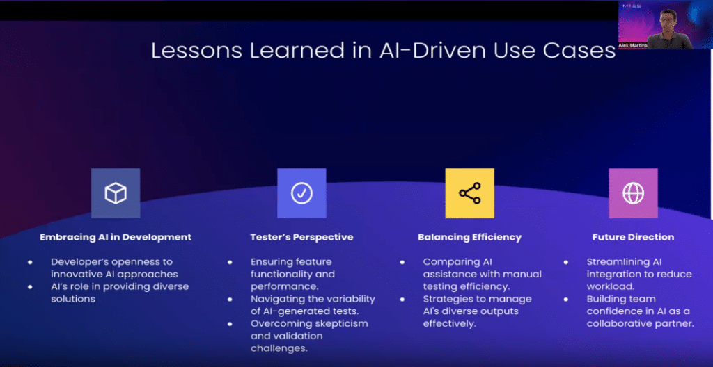 Screen shot from session on practical case studies promoting AI