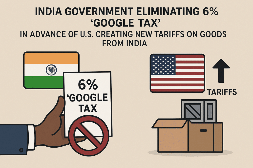 India Government Eliminating 6% "Google Tax" in advance of US creating new tariffs on goods from India